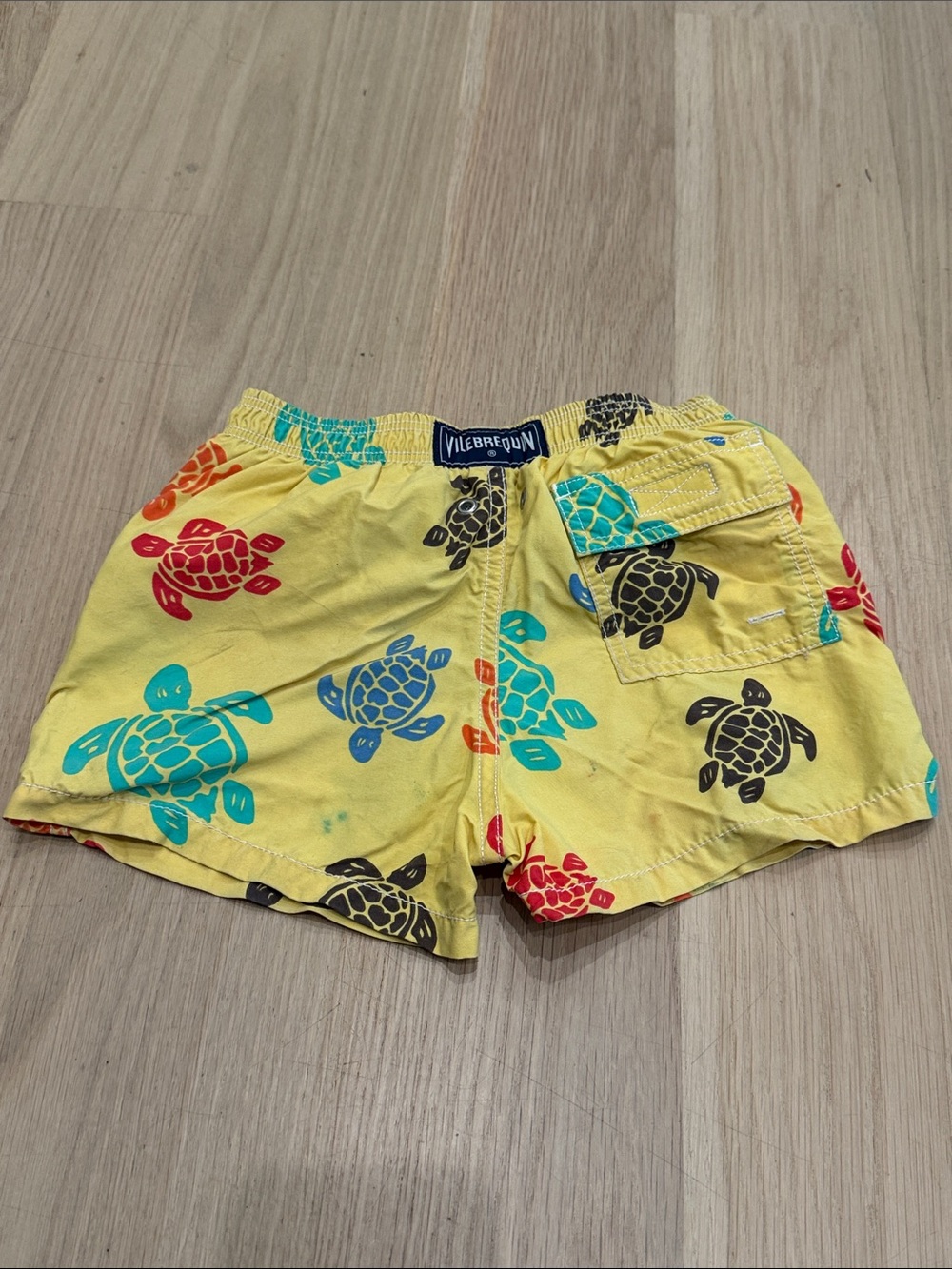 Vilebrequin Yellow Swim Trunks with Multicolor Turtle Print